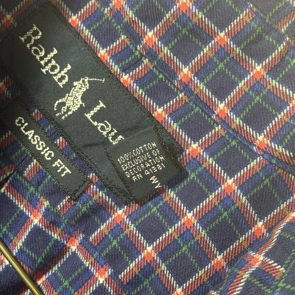 Polo Ralph Lauren Size L Green Navy Plaid Poplin‎ Long Sleeve Button Down Shirt